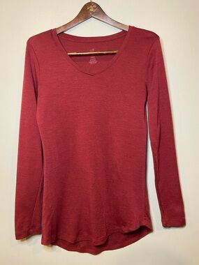WoolX Eva 100% Merino Wool Red Long Sleeve Top Size Large
